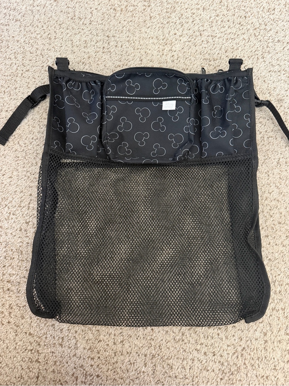 Disney Black Mesh Backseat Car Organizer with Mickey Print